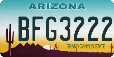AZ license plate BFG3222