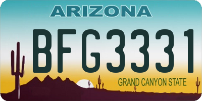 AZ license plate BFG3331