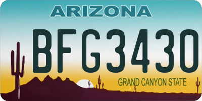 AZ license plate BFG3430