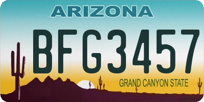 AZ license plate BFG3457