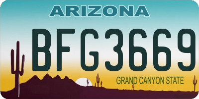 AZ license plate BFG3669