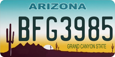 AZ license plate BFG3985