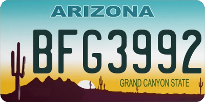 AZ license plate BFG3992