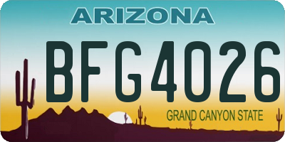 AZ license plate BFG4026