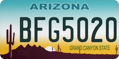 AZ license plate BFG5020