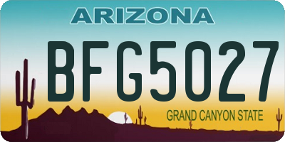 AZ license plate BFG5027