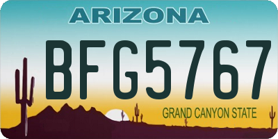 AZ license plate BFG5767