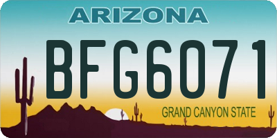 AZ license plate BFG6071