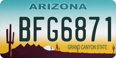 AZ license plate BFG6871