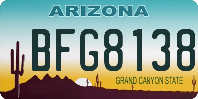 AZ license plate BFG8138