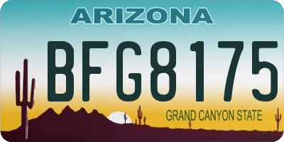AZ license plate BFG8175
