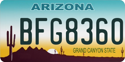 AZ license plate BFG8360