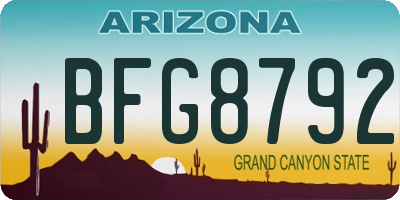 AZ license plate BFG8792