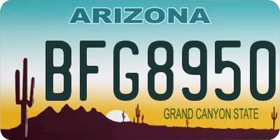 AZ license plate BFG8950
