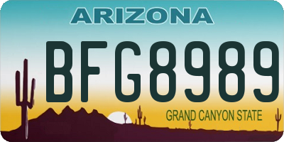 AZ license plate BFG8989