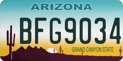 AZ license plate BFG9034