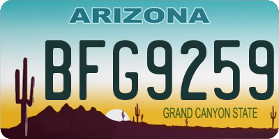 AZ license plate BFG9259