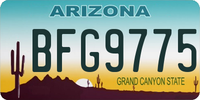 AZ license plate BFG9775