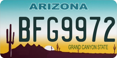 AZ license plate BFG9972