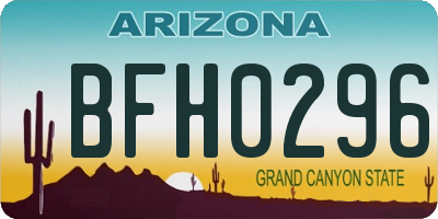 AZ license plate BFH0296