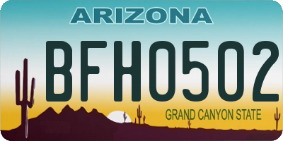 AZ license plate BFH0502