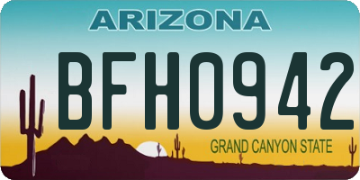 AZ license plate BFH0942