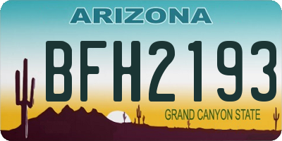 AZ license plate BFH2193