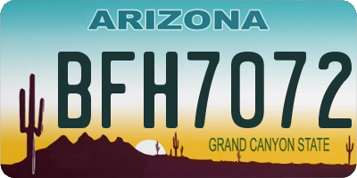 AZ license plate BFH7072