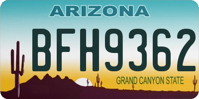 AZ license plate BFH9362