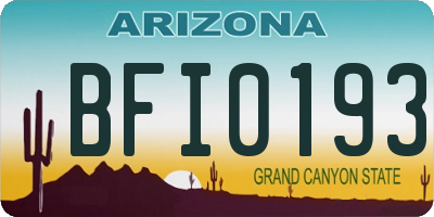 AZ license plate BFI0193