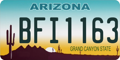 AZ license plate BFI1163
