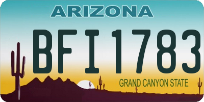 AZ license plate BFI1783