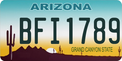 AZ license plate BFI1789