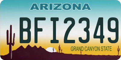 AZ license plate BFI2349