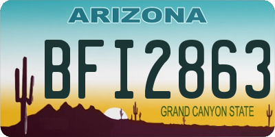 AZ license plate BFI2863