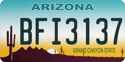 AZ license plate BFI3137