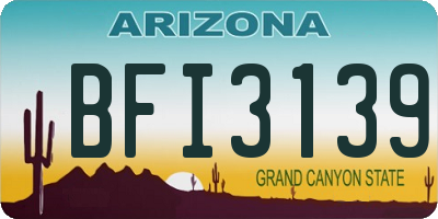 AZ license plate BFI3139