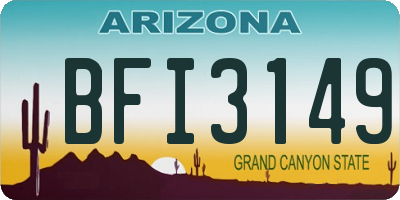 AZ license plate BFI3149