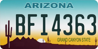 AZ license plate BFI4363