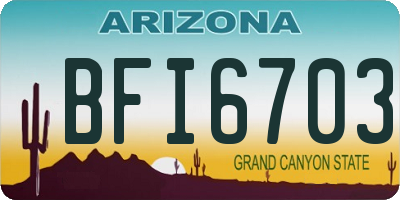 AZ license plate BFI6703