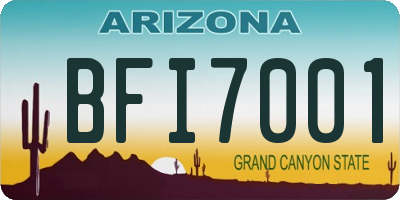 AZ license plate BFI7001
