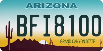 AZ license plate BFI8100