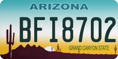 AZ license plate BFI8702