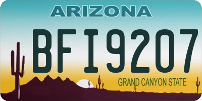 AZ license plate BFI9207