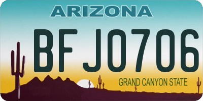AZ license plate BFJ0706