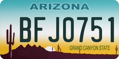 AZ license plate BFJ0751