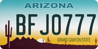 AZ license plate BFJ0777