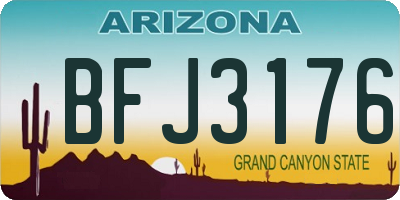 AZ license plate BFJ3176