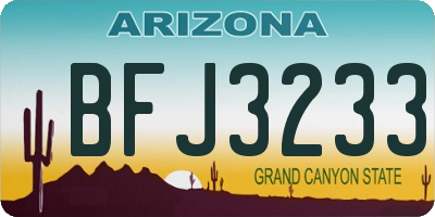 AZ license plate BFJ3233
