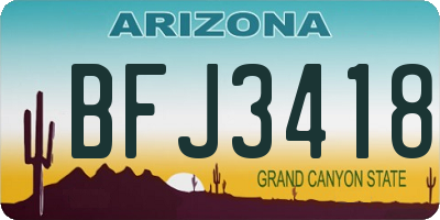 AZ license plate BFJ3418